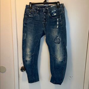 G-Star Women's Distressed Blue Boyfriend Jeans